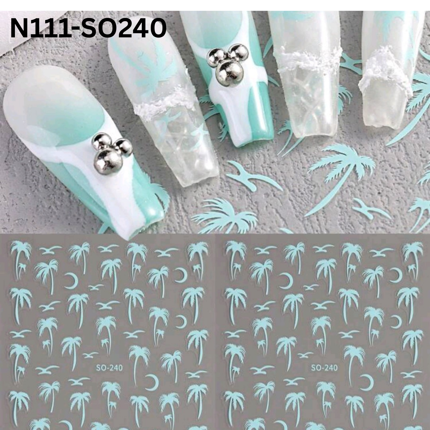 Palm Tree Nail Stickers 3D – Tropical Beach Nail Art Decals for DIY Manicure & Summer Vibes