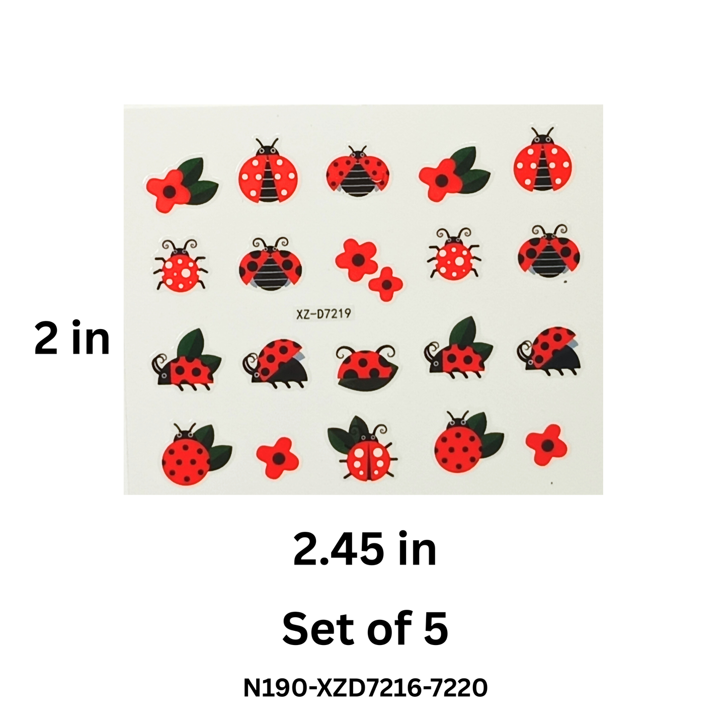 5 Sheets 3D Insect Nail Stickers Set – Butterflies, Beetles, Ladybugs & More