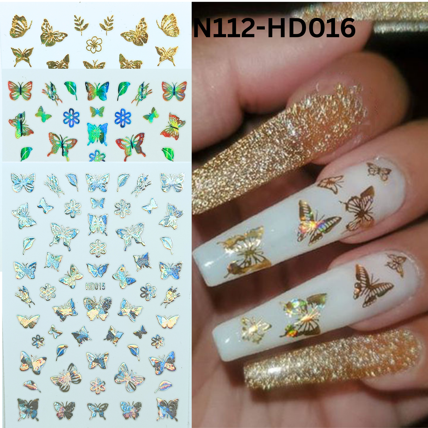 Hologram Butterfly Nail Stickers – 3D Nail Art Decals for DIY Manicure & Salon