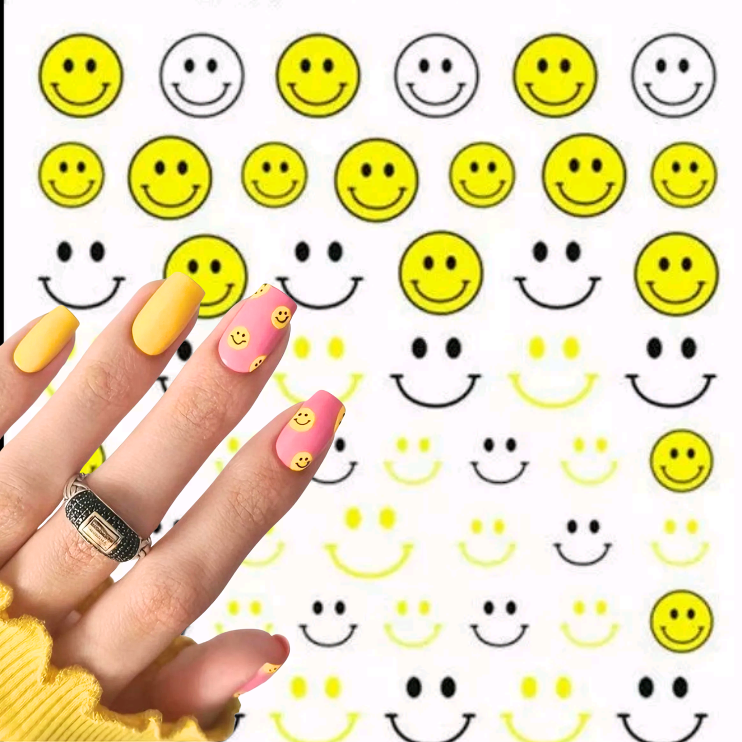 Funny Smile Nail Sticker 3D, Nail Decoration Accessories