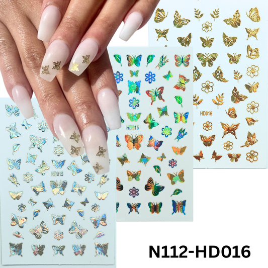 Hologram Butterfly Nail Stickers – 3D Nail Art Decals for DIY Manicure & Salon
