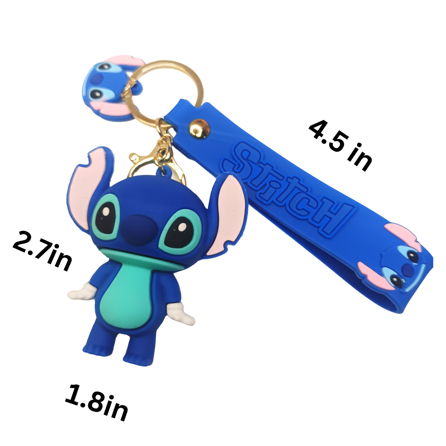 Adorable Blue Stitch Keychain with Strap – Cute Cartoon Bag Charm & Gift Idea