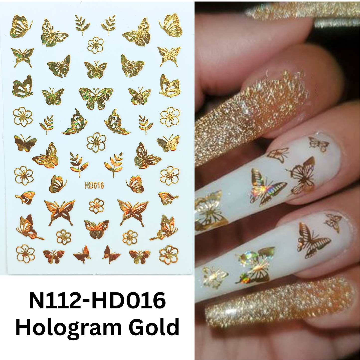 Hologram Butterfly Nail Stickers – 3D Nail Art Decals for DIY Manicure & Salon