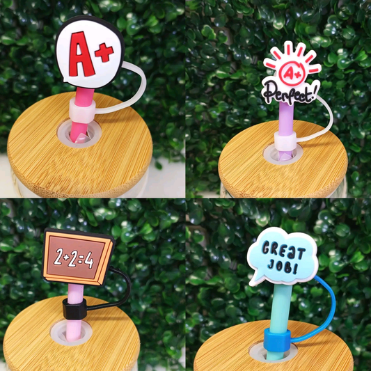 Teacher & School Theme Straw Topper – 8MM Silicone Accessory