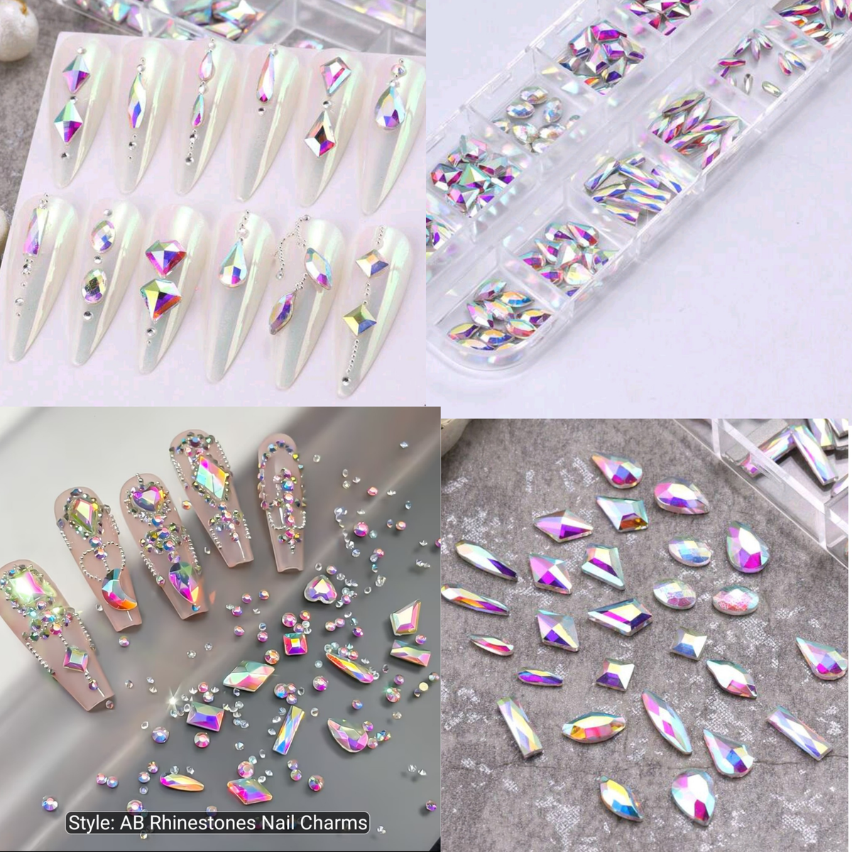 Crystal Glass 3560 Pcs Rhinestones Flatback Gems Set Mixed Shapes Nail Art Craft DIY