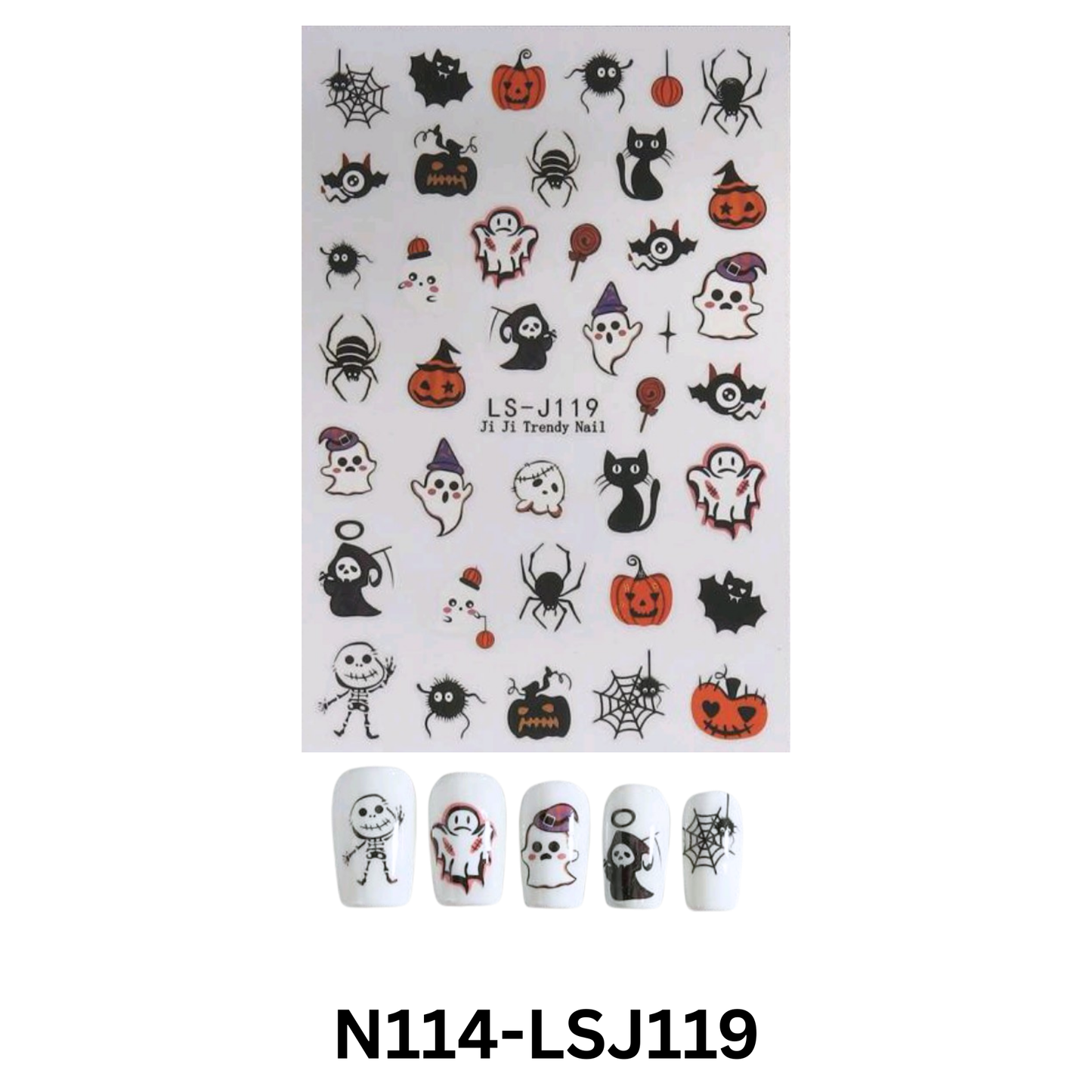 Halloween 3D Nail Stickers – Spooky Cute Nail Art Decals for DIY Manicure & Nail Salon