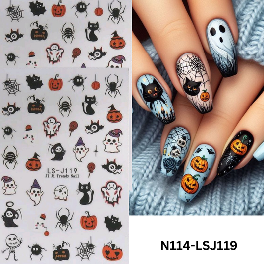 Halloween 3D Nail Stickers – Spooky Cute Nail Art Decals for DIY Manicure & Nail Salon