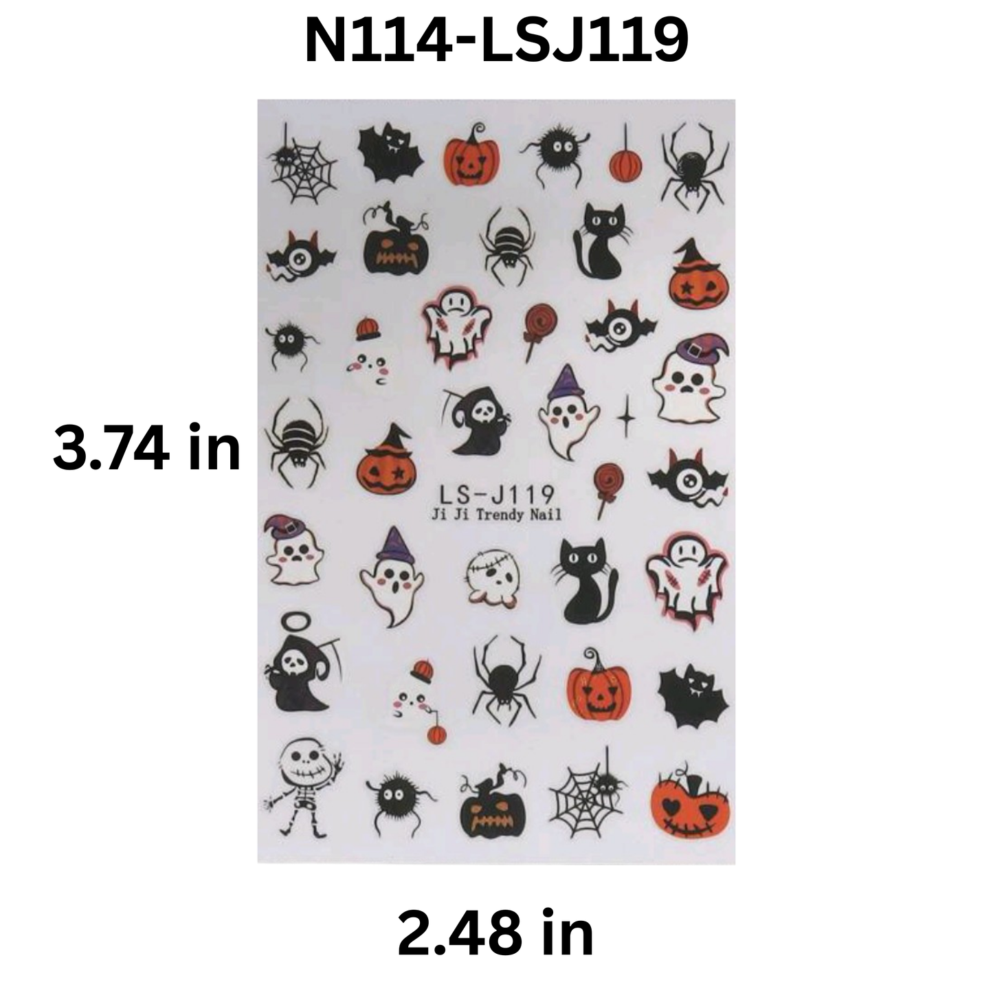 Halloween 3D Nail Stickers – Spooky Cute Nail Art Decals for DIY Manicure & Nail Salon