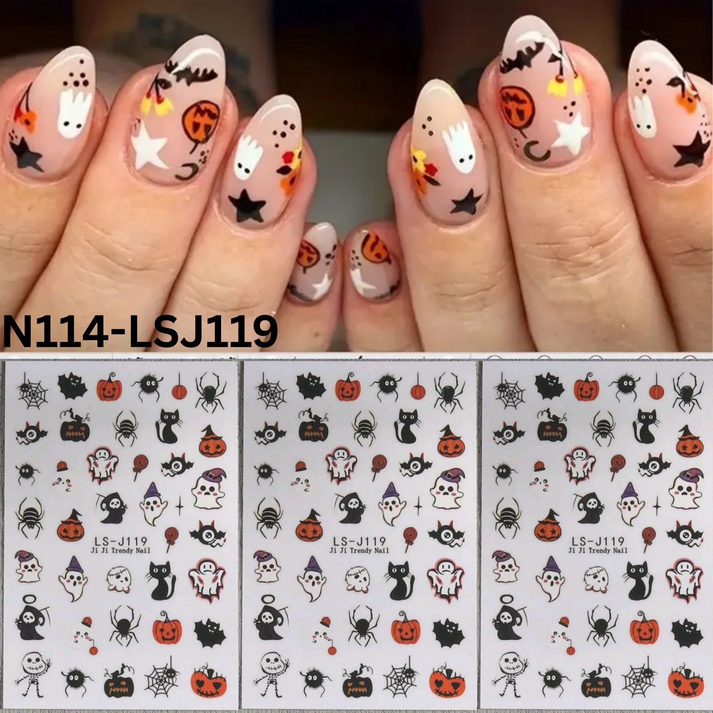 Halloween 3D Nail Stickers – Spooky Cute Nail Art Decals for DIY Manicure & Nail Salon