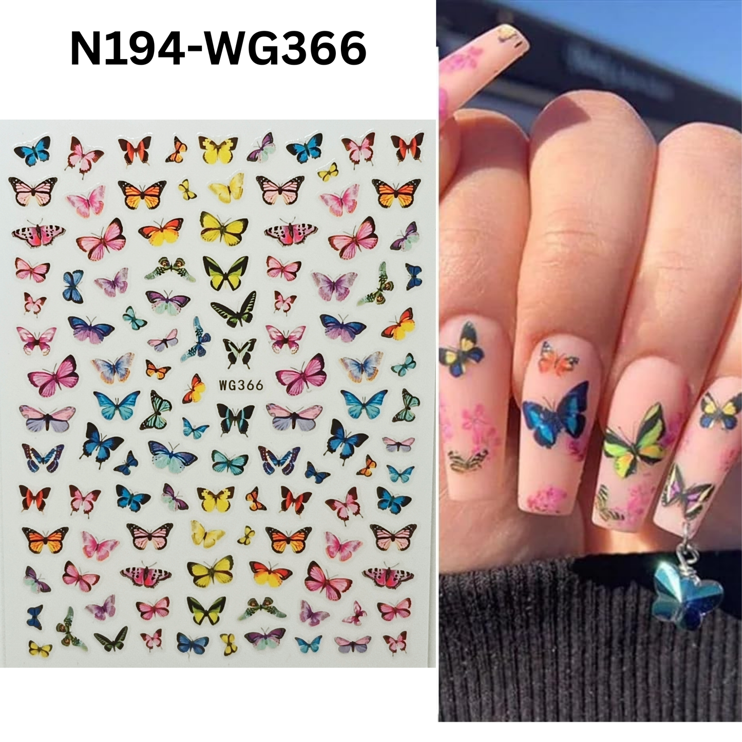 Colorful Butterfly Nail Stickers 3D Butterfly Nail Decals Spring Summer Nail Art