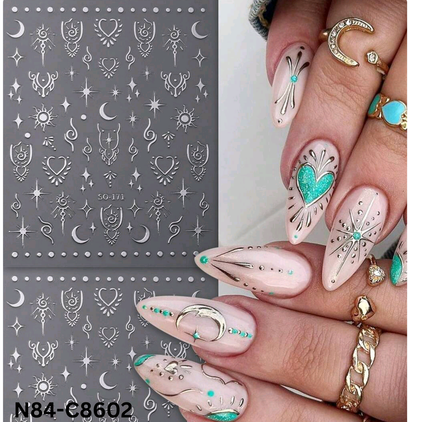 3D Star Moon Sun Self-Adhesive Glitter Nail Art Stickers, Galaxy Nail Sticker, Nail Art Designs