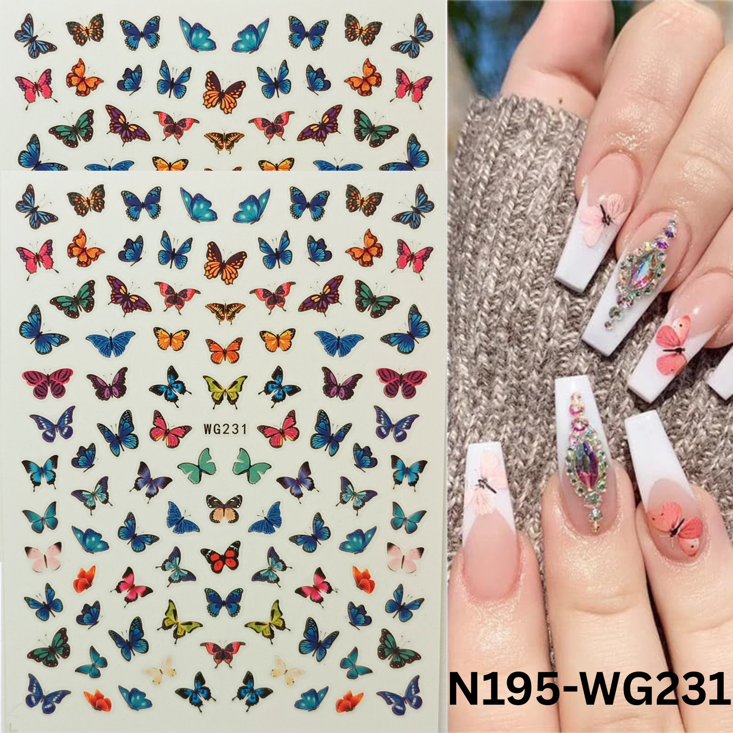 Spring Butterfly Nail Decals 3D Colorful Nail Stickers DIY Manicure