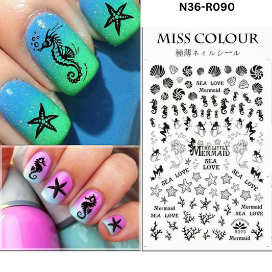 Sea Love  Nails 3D Sticker Nail Art Sticker Acrylic, Dipping, Gel X, Gel Manicure Pedicure