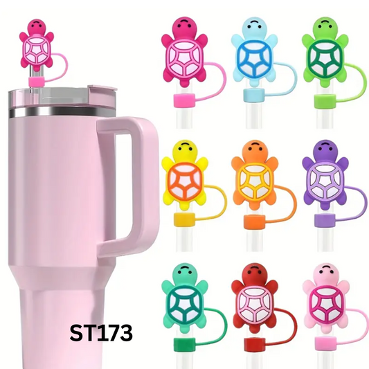 TURTLE STRAW TOPPER COVER 10MM – Cute Silicone Turtle Cap for Tumbler Cups