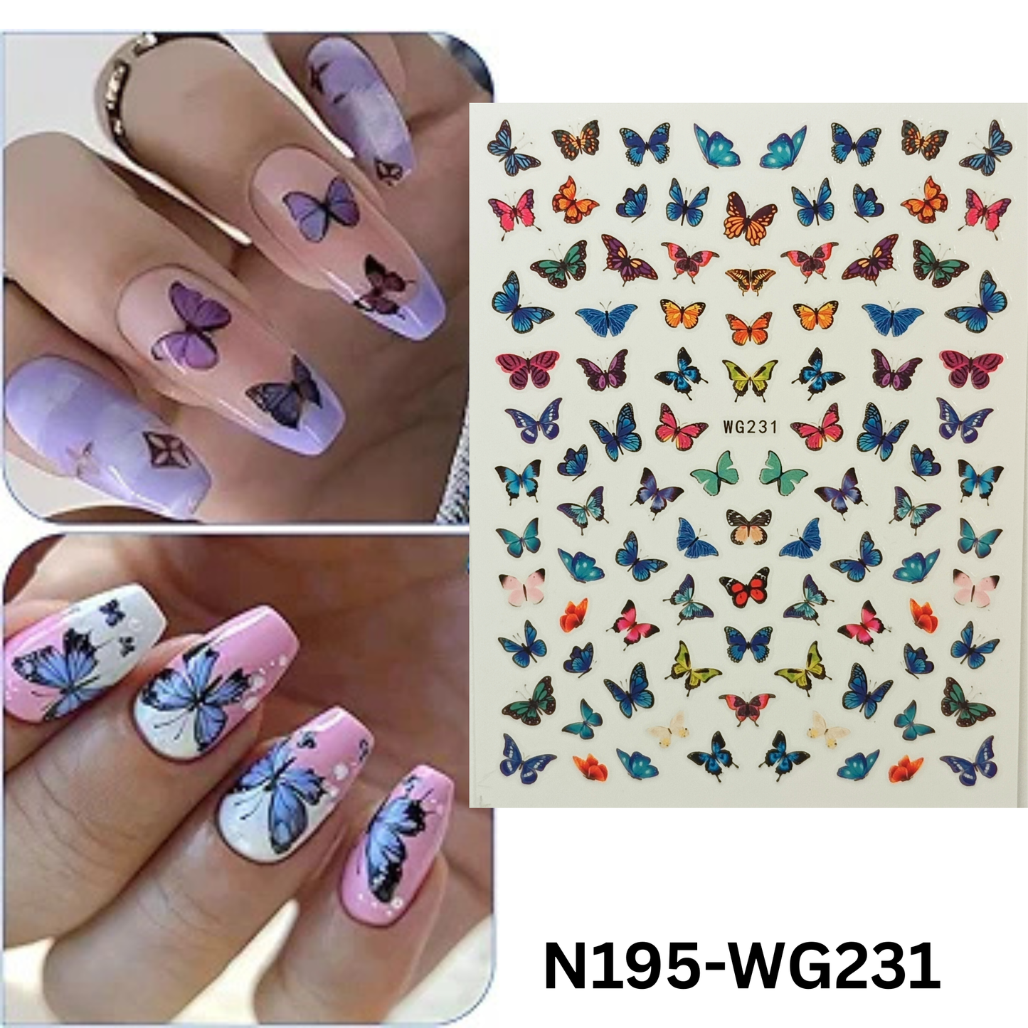 Spring Butterfly Nail Decals 3D Colorful Nail Stickers DIY Manicure