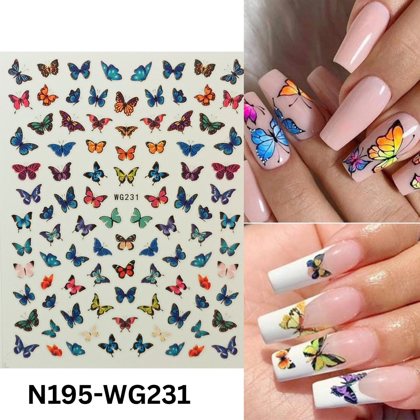Spring Butterfly Nail Decals 3D Colorful Nail Stickers DIY Manicure