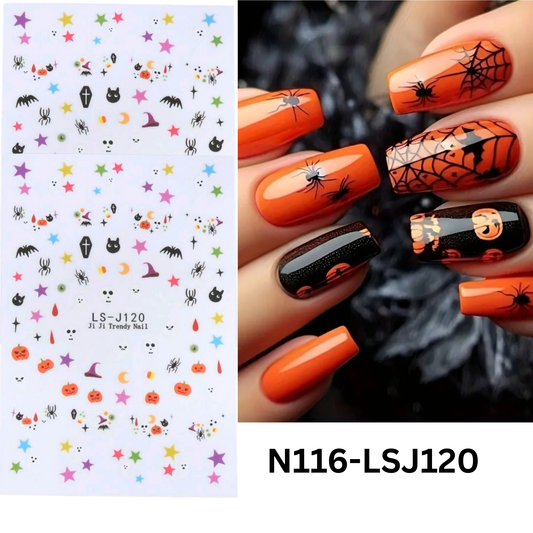 Halloween Nail Stickers 3D – Self Adhesive Nail Art Decals for Gel, Acrylic & Natural Nails