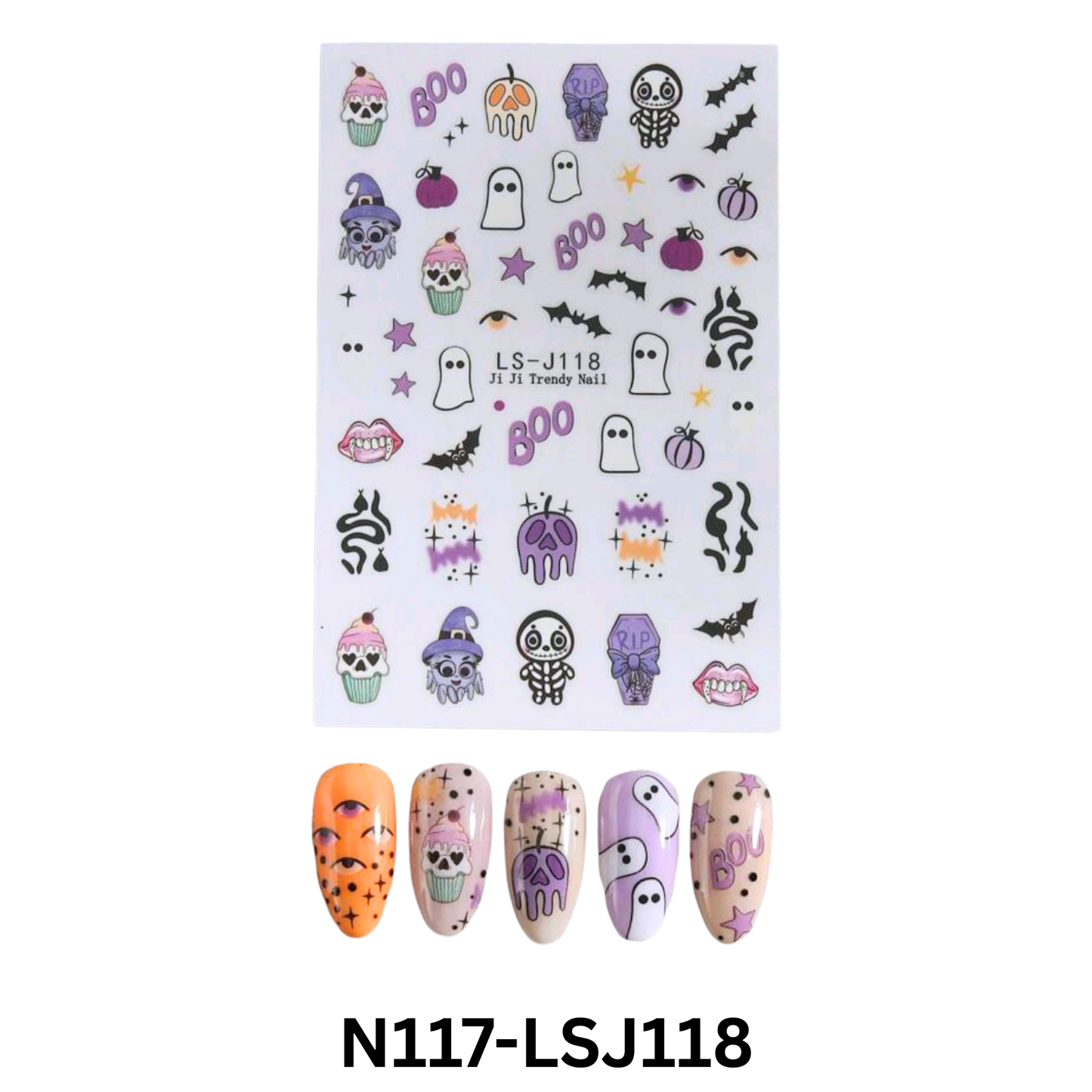 Halloween Nail Art Stickers – 3D Embossed Pumpkin Ghost Bat Nail Decorations for Party
