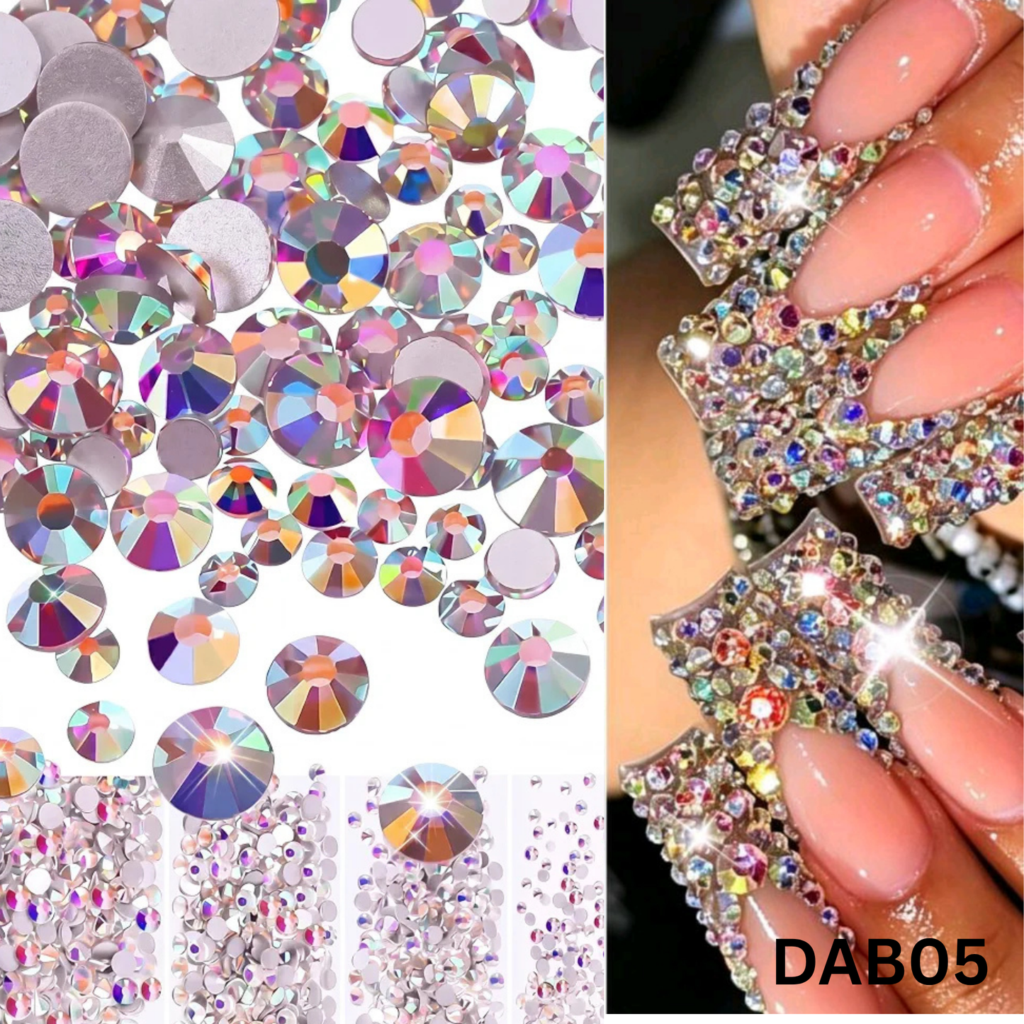 Crystal Glass 3440 Pcs Round Rhinestones Flatback Gems Set with Picker Pencil Tweezers Tool Kit Nail Art Craft DIY