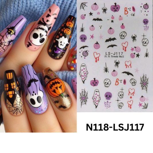 Halloween Nail Stickers 3D – Self Adhesive Nail Art Decals for Gel, Acrylic & Natural Nails