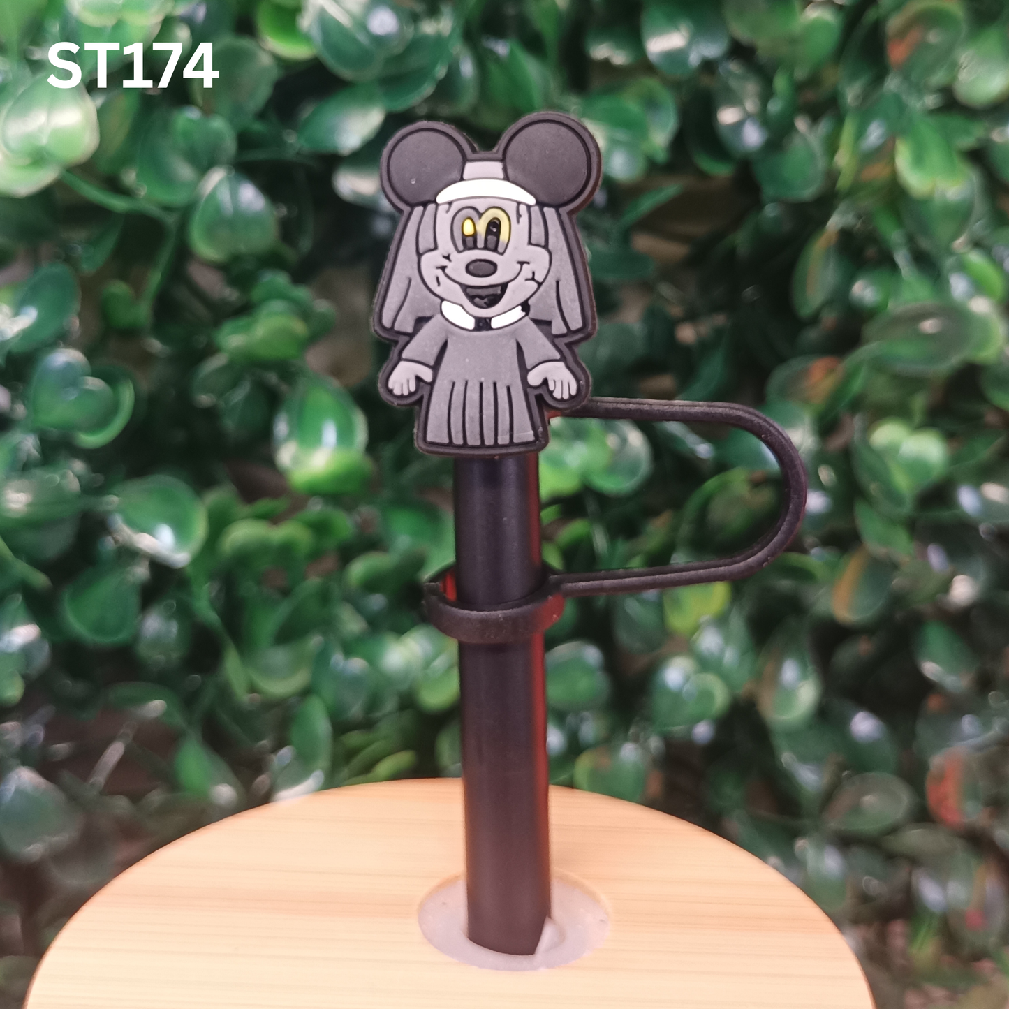 Funny Gray Mouse Costume Straw Topper – 10mm Tumbler Accessory