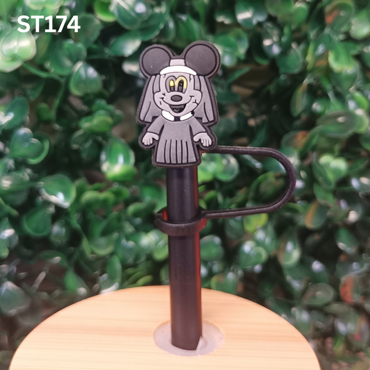 Funny Gray Mouse Costume Straw Topper – 10mm Tumbler Accessory