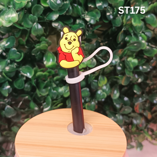 Cartoon Bear Style Straw Topper – Red Shirt Design – Fits 10mm Straws