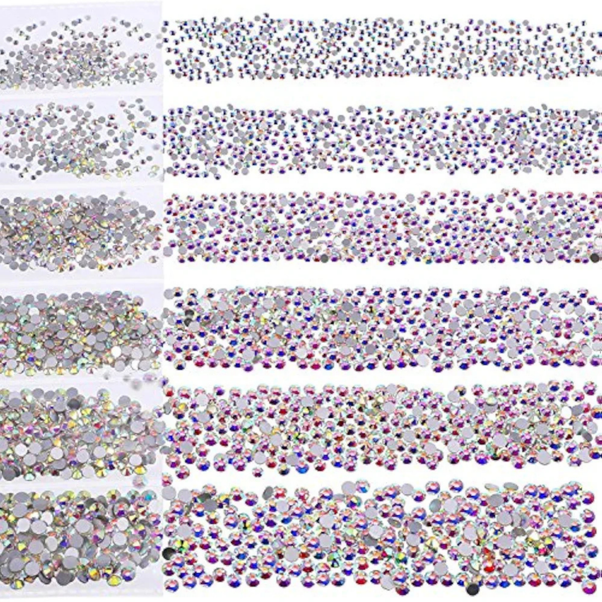 Crystal Glass 3440 Pcs Round Rhinestones Flatback Gems Set Nail Art Craft DIY