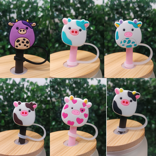 Cute Pig Straw Toppers 8mm – Reusable Silicone Covers for Tumblers & Cups | Adorable Drink Accessories for Pig Lovers