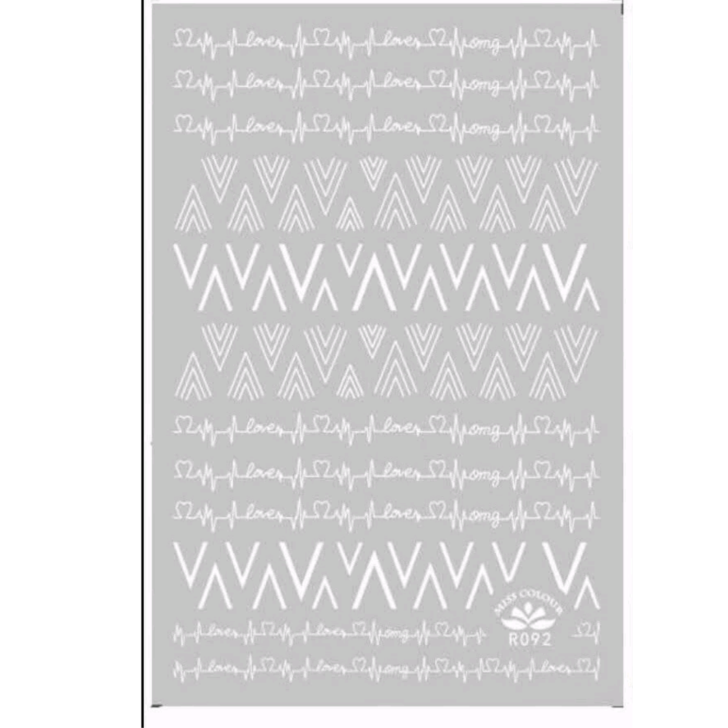 3D Nail Art Stickers Geometric & Script Design Decals (Gold, Black, White)
