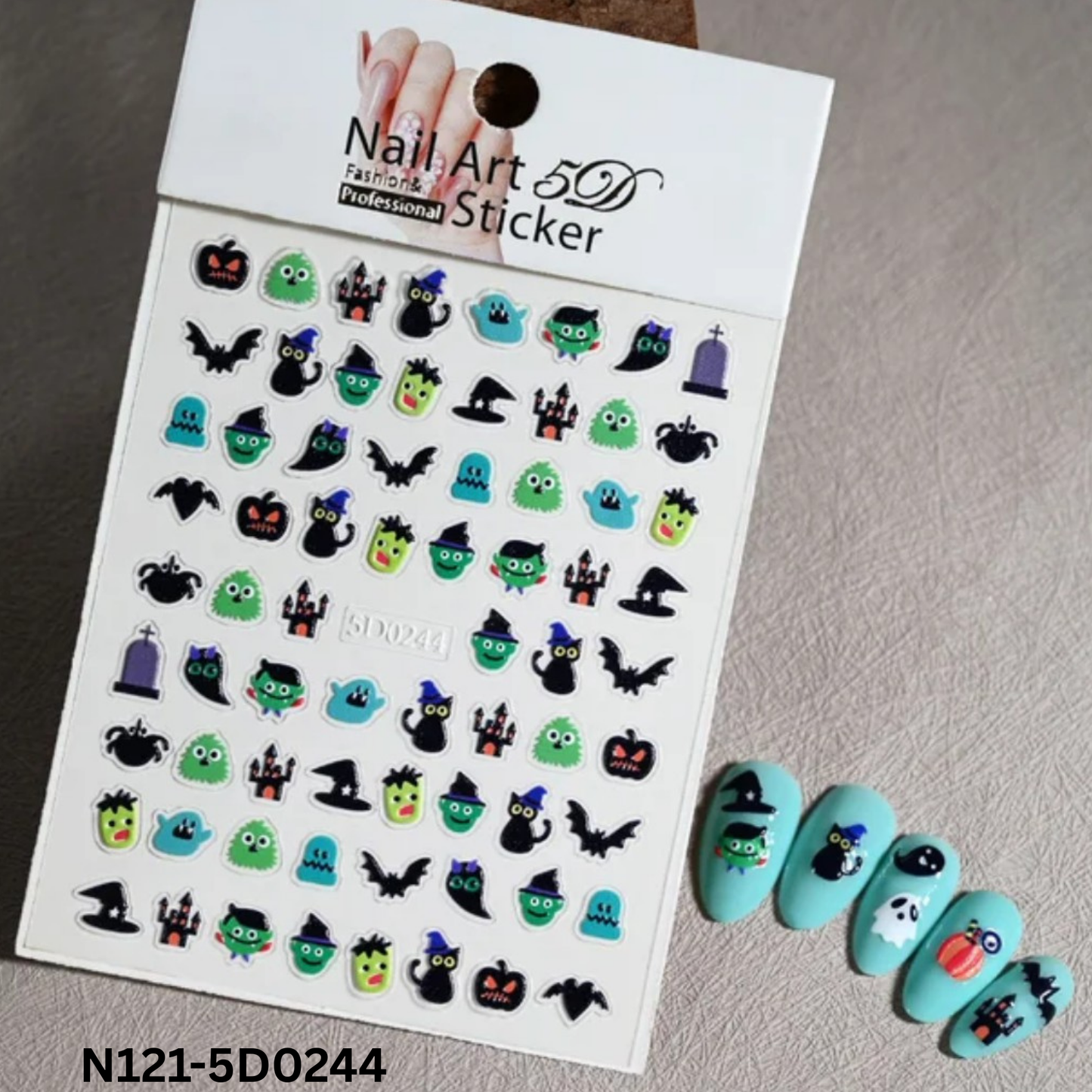 Cute 5D Halloween Nail Stickers – Spooky Nail Art Decals for Party & DIY