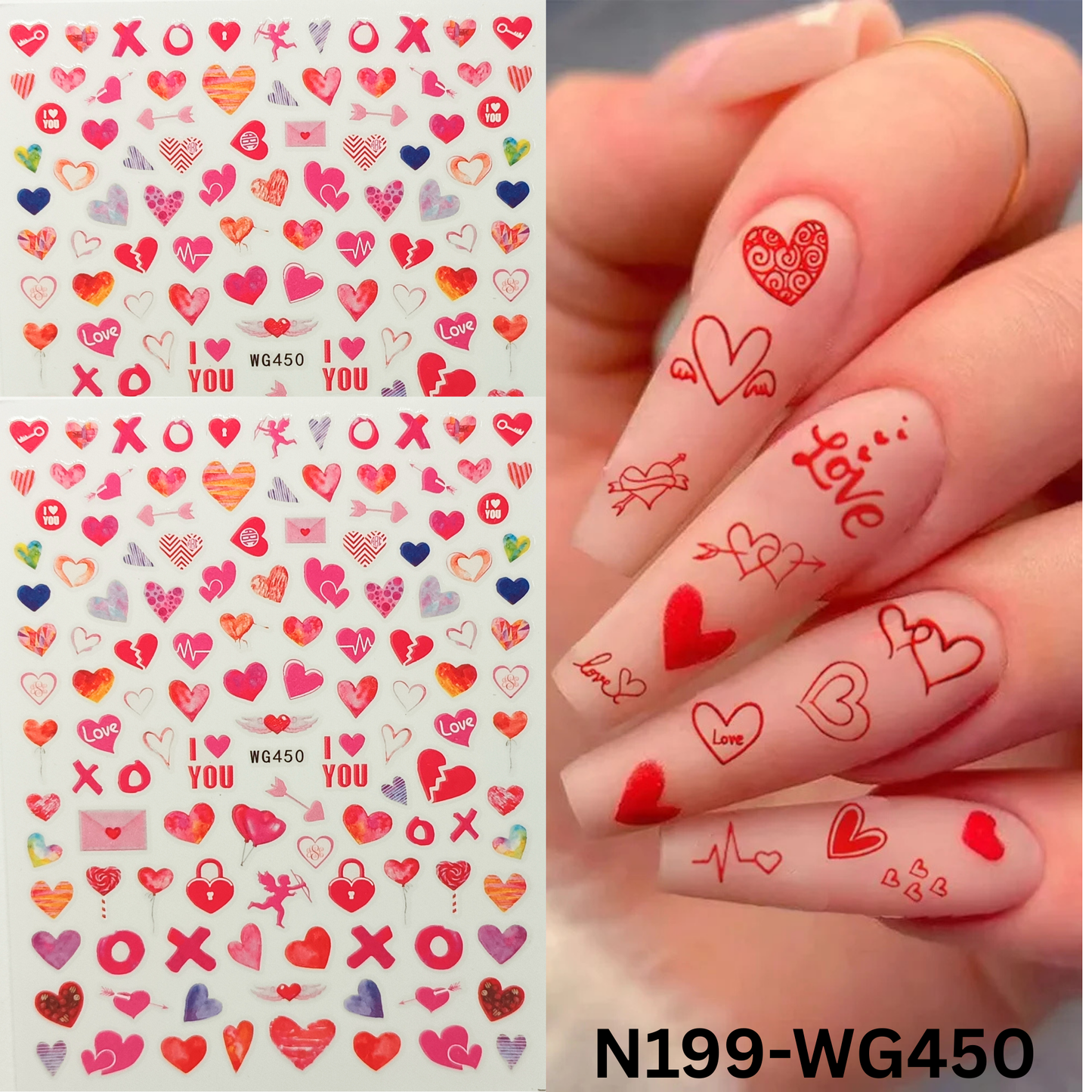 Valentine Nail Stickers 3D Floral Nail Art Decals Romantic Design
