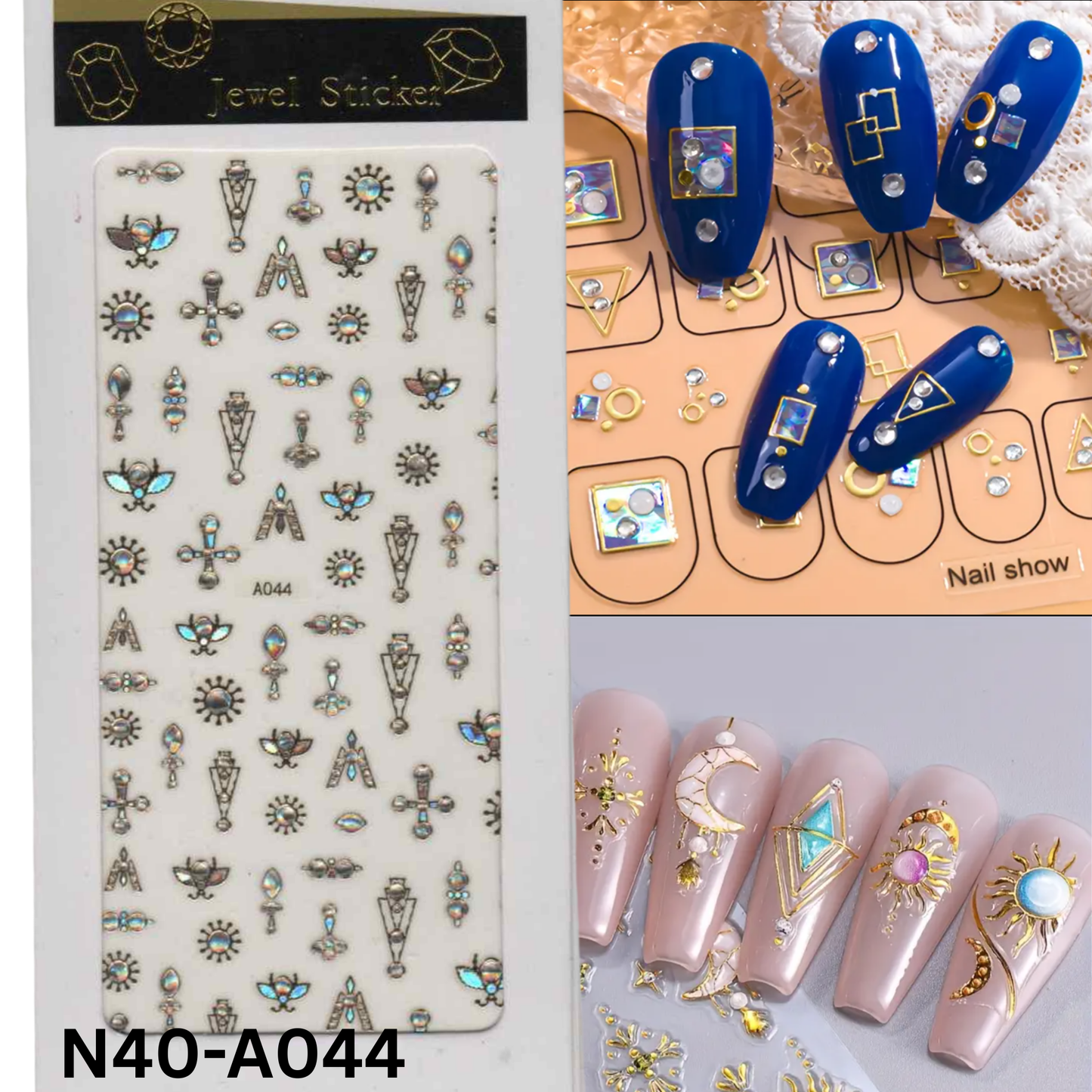 Jewel Nail Stickers – Holographic Metallic Nail Art Decals
