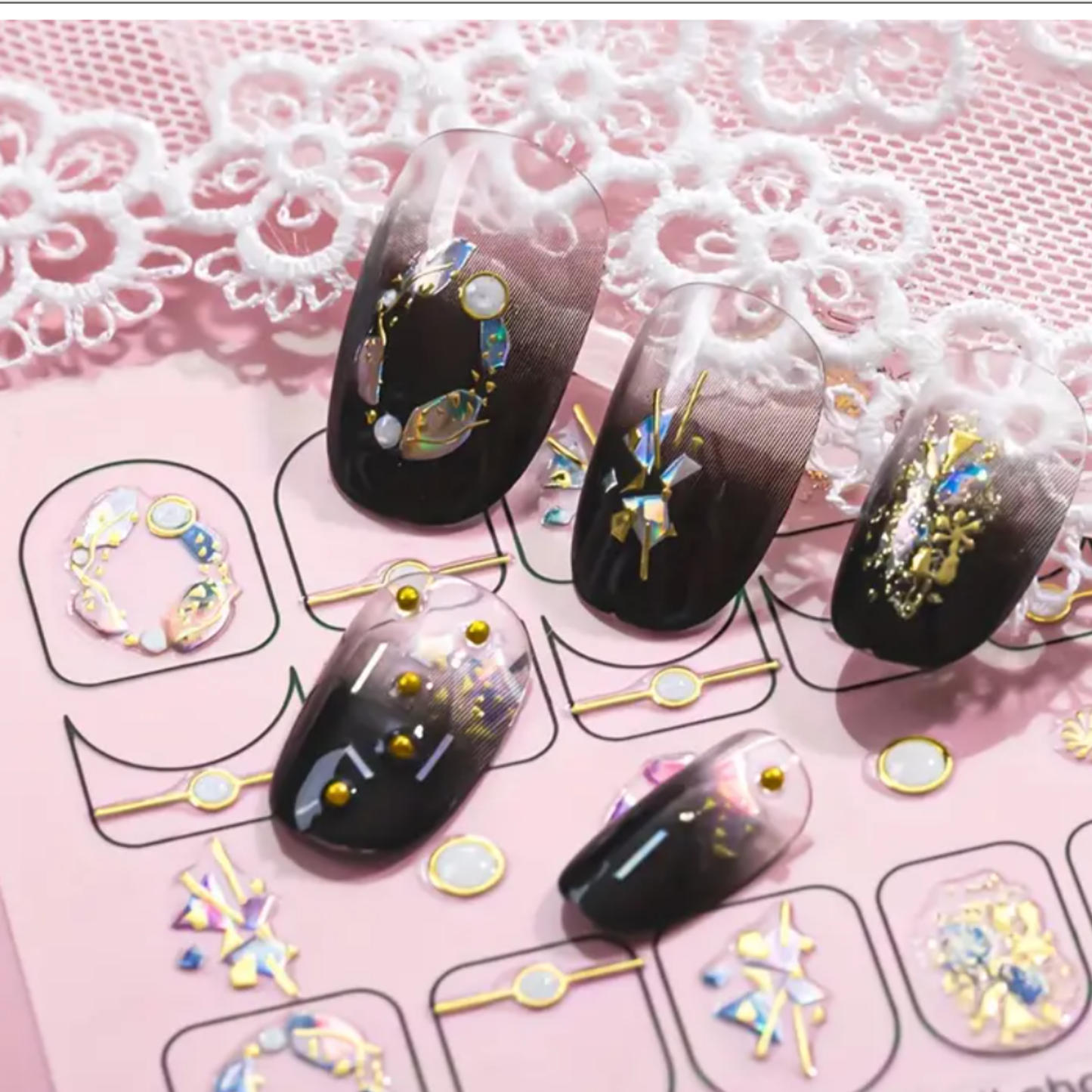 Jewel Nail Stickers – Holographic Metallic Nail Art Decals
