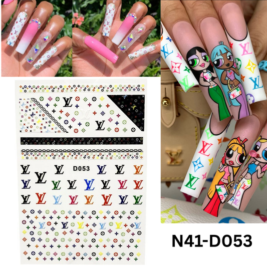 Nail 3D Sticker Multicolor color, Nail Art Sticker Acrylic, Dipping, Gel X,  Gel Manicure Pedicure