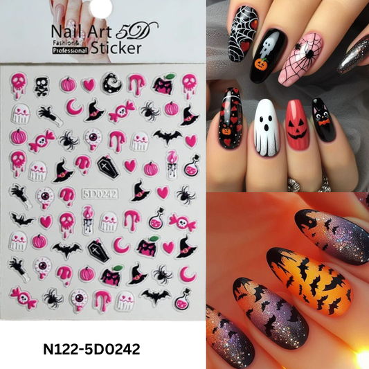 Halloween Spooky Nail Stickers 5D – Easy DIY Nail Art for Party & Cosplay