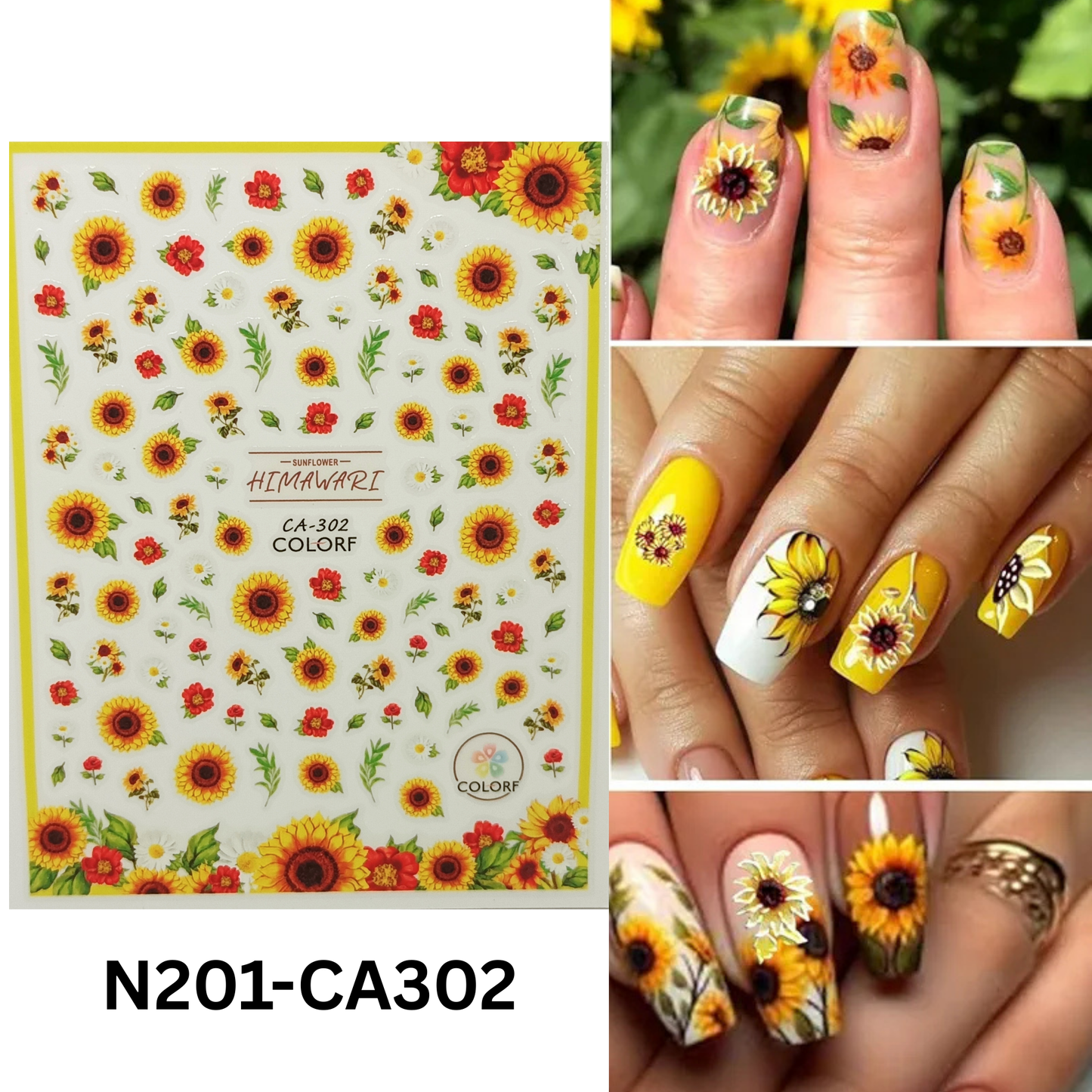 Sunflower Nail Stickers – 3D Sunflower Nail Art Decals 🌻