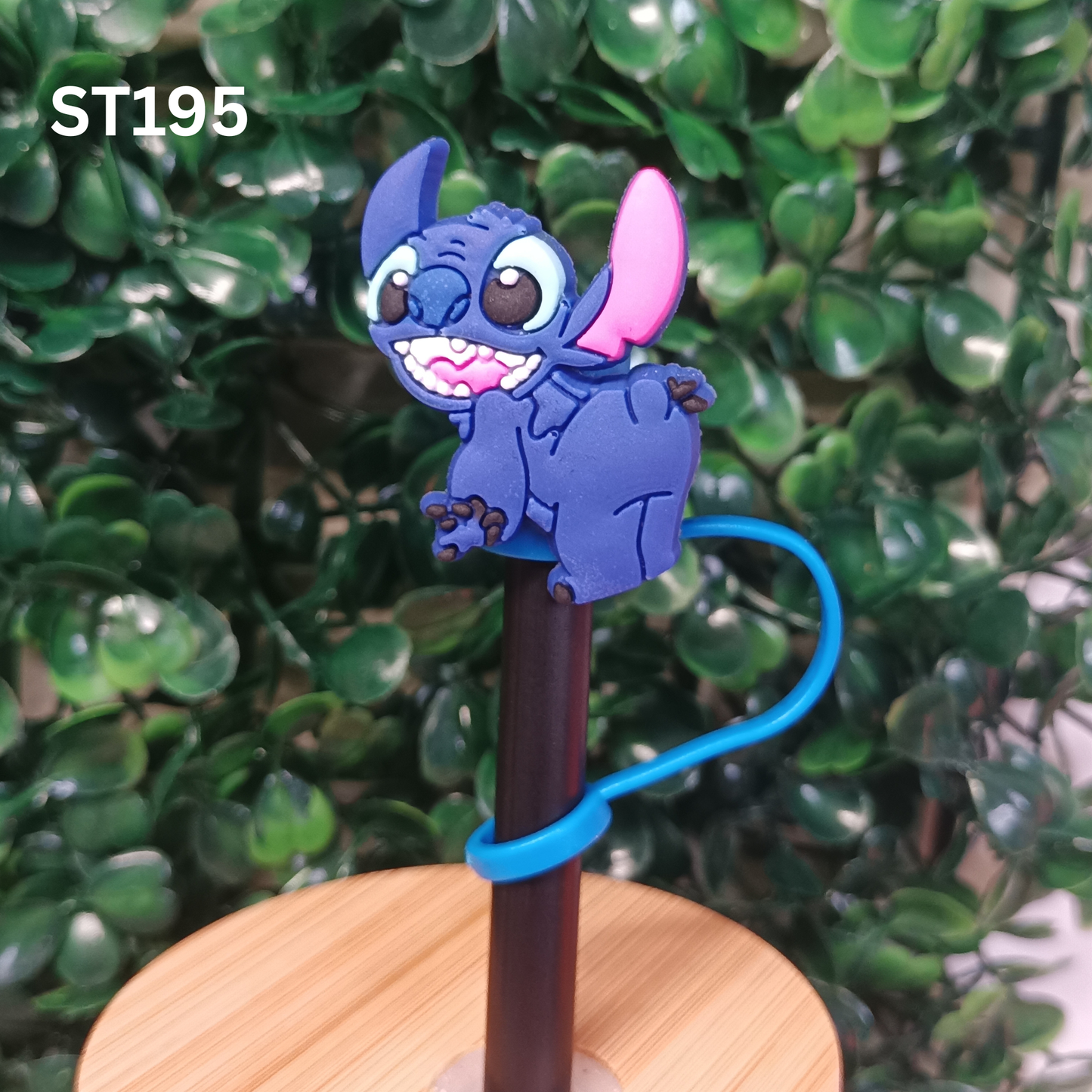 Cute Stitch Mischievous Smiling Straw Topper 10mm - Silicone Straw Cover for Stanley Cup