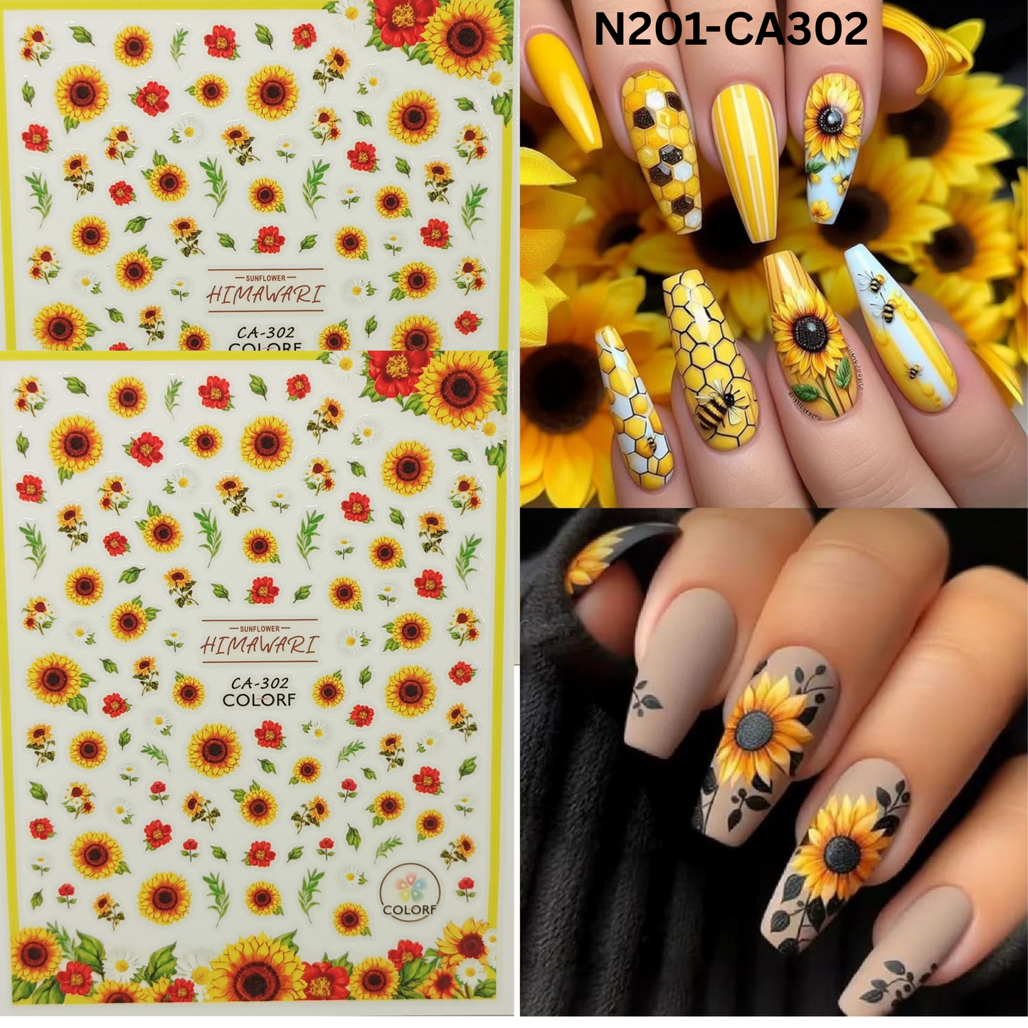 Sunflower Nail Stickers – 3D Sunflower Nail Art Decals 🌻