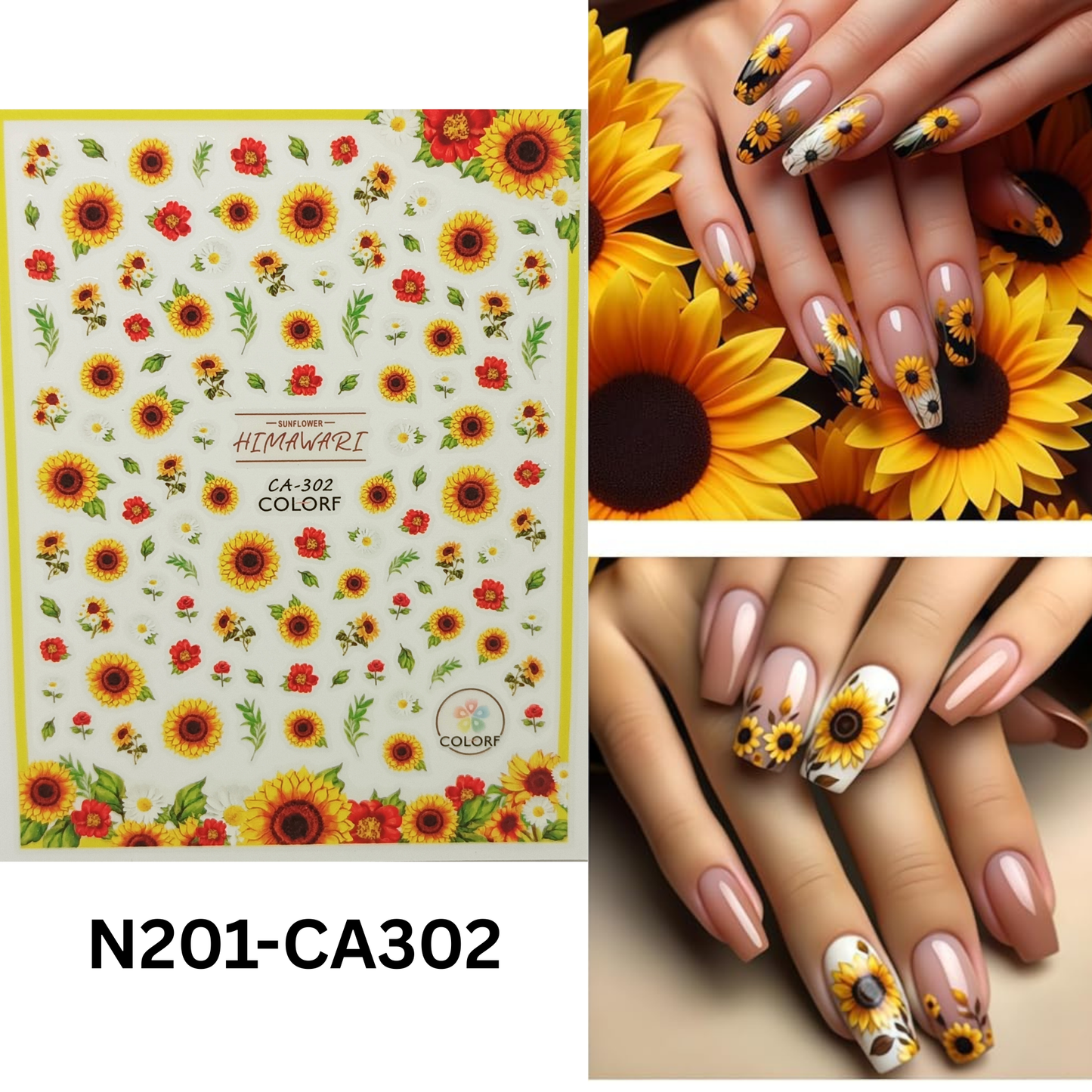 Sunflower Nail Stickers – 3D Sunflower Nail Art Decals 🌻
