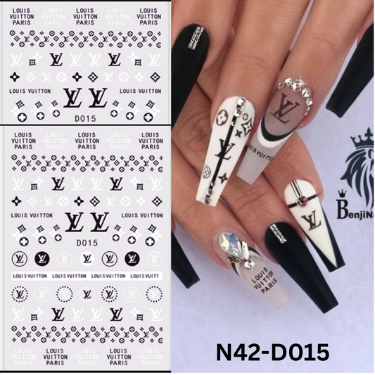 Nail 3D Sticker Design Black And White Color, Nail Art Sticker