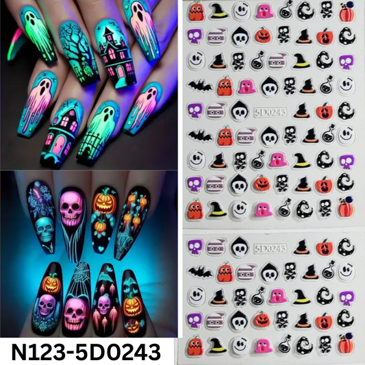 5D Halloween Nail Stickers – Cute & Scary Designs for DIY Manicure