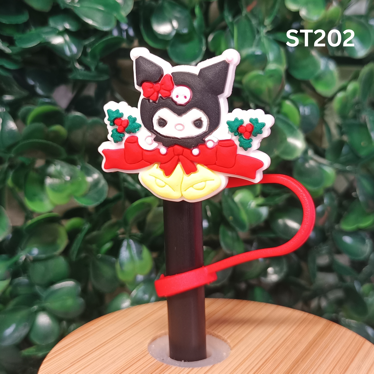 Christmas Kuromi Straw Topper 10mm - Holiday Bells Silicone Straw Cover for Stanley Cup