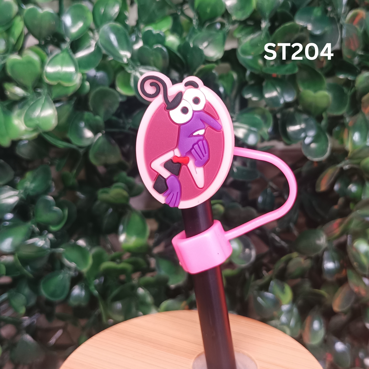 Scared Purple Character Straw Topper - 10mm Silicone Dust Cap for Stanley Cups