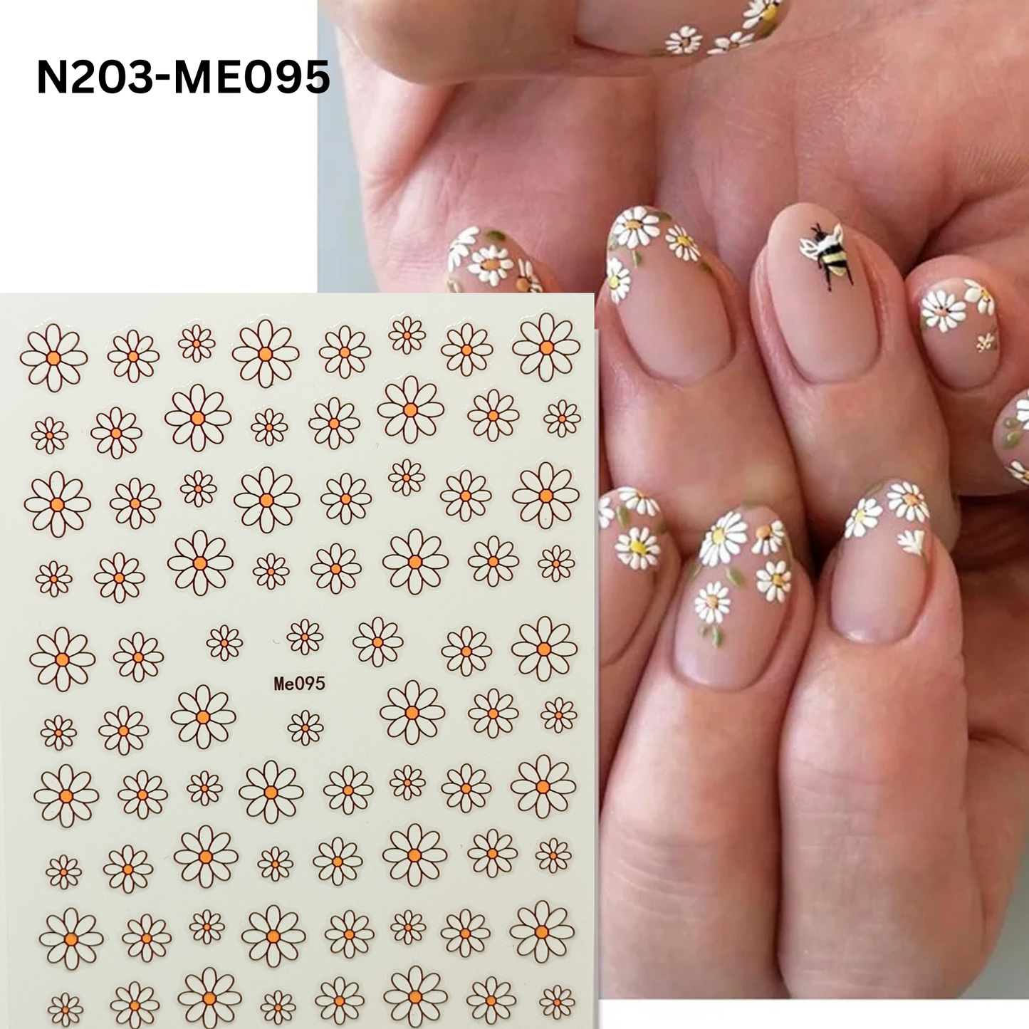 Daisy Nail Stickers – 3D Floral Nail Art Decals