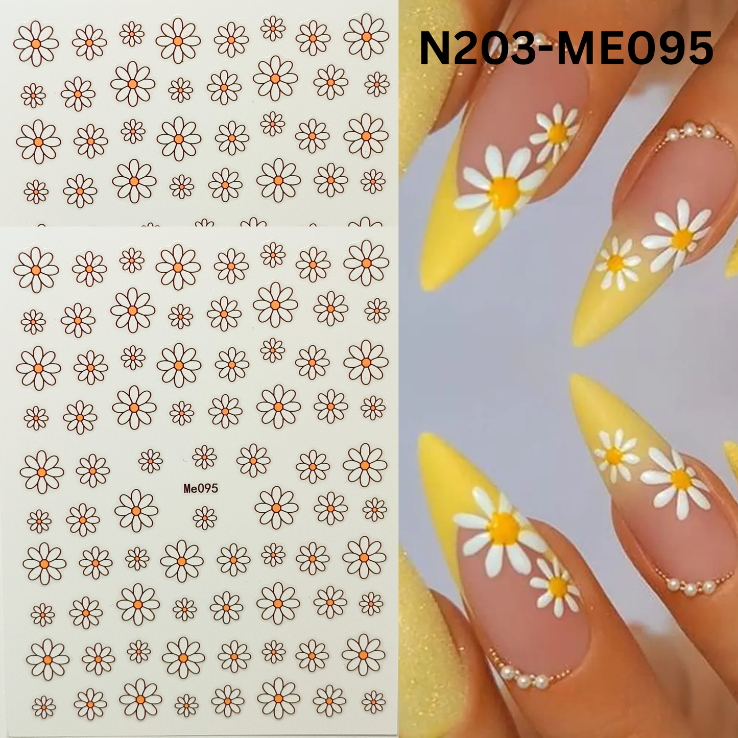 Daisy Nail Stickers – 3D Floral Nail Art Decals