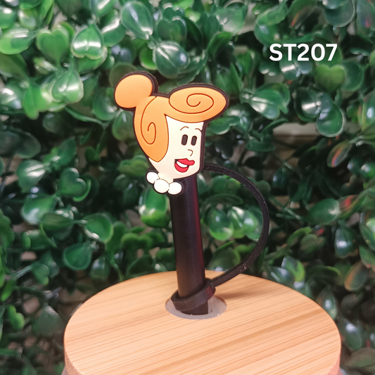 Stone Age Red Hair Woman Straw Topper - 10mm Silicone Dust Cap for Stanley Cups