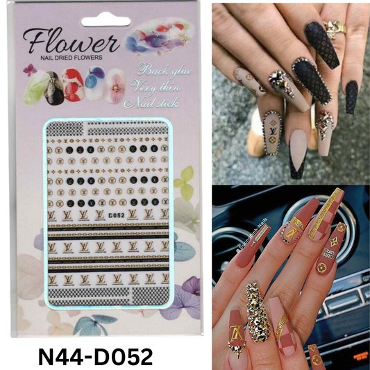 Black And Gold Nail Sticker 3D, Nail Art Sticker