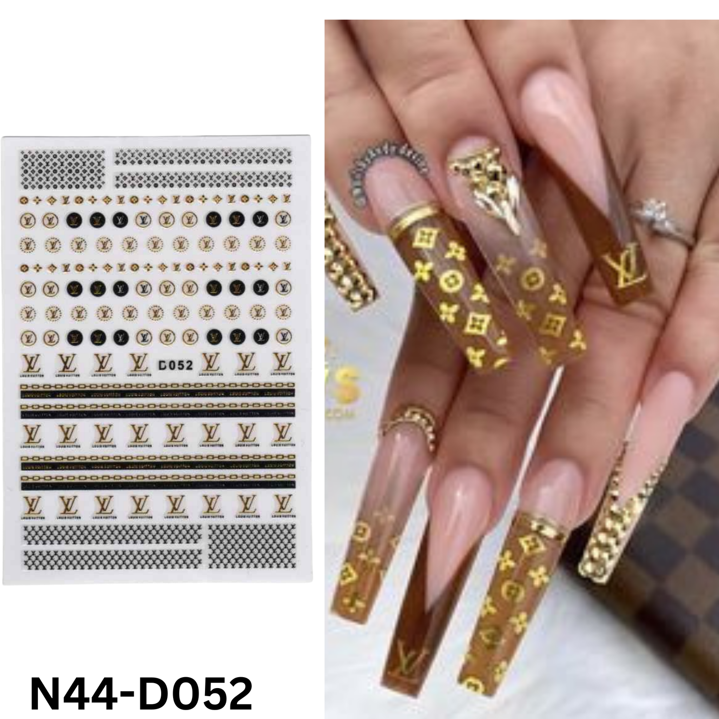 Black And Gold Nail Sticker 3D, Nail Art Sticker