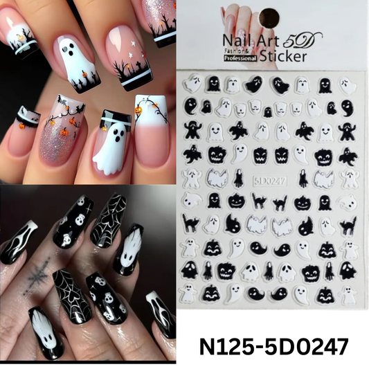 Halloween Spooky Nail Stickers 5D – Easy DIY Nail Art for Party & Cosplay